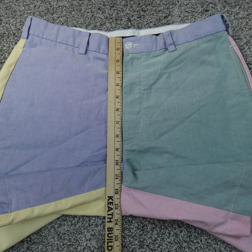 Brooks Brothers Shorts Mens 34 Multicolor Colorblock Flat Front Chino Golf Dad